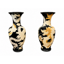 Pair of late 19th century English ceramic dragon vases