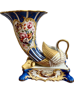 A Pair Of English Porcelain Cornucopia Vases Circa 1820