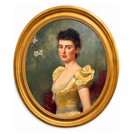 American Late 19th C Portrait Of A Young Woman In A Yellow Gown Attributed To Sergeant Kendall