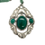 Rare Early Georg Jensen Green Agate Pendant with Original Cord 1915-1927 closeup of pendant