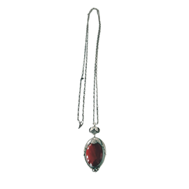 Rare Early Georg Jensen Red Agate Pendant with Original Silver Chain full view