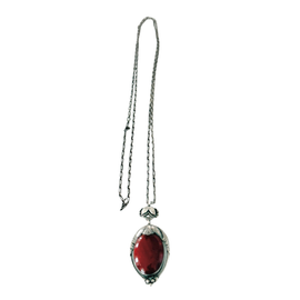 Rare Early Georg Jensen Red Agate Pendant with Original Silver Chain another full view