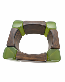 Retro Bakelite & Exotic Wood Square Bracelet top view