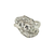 Retro platinum diamond cocktail ring, circa 1940s, front view showing four principal diamonds across the top