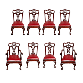 Set Of Eight English Carved Mahogany George III Style Dining Chairs