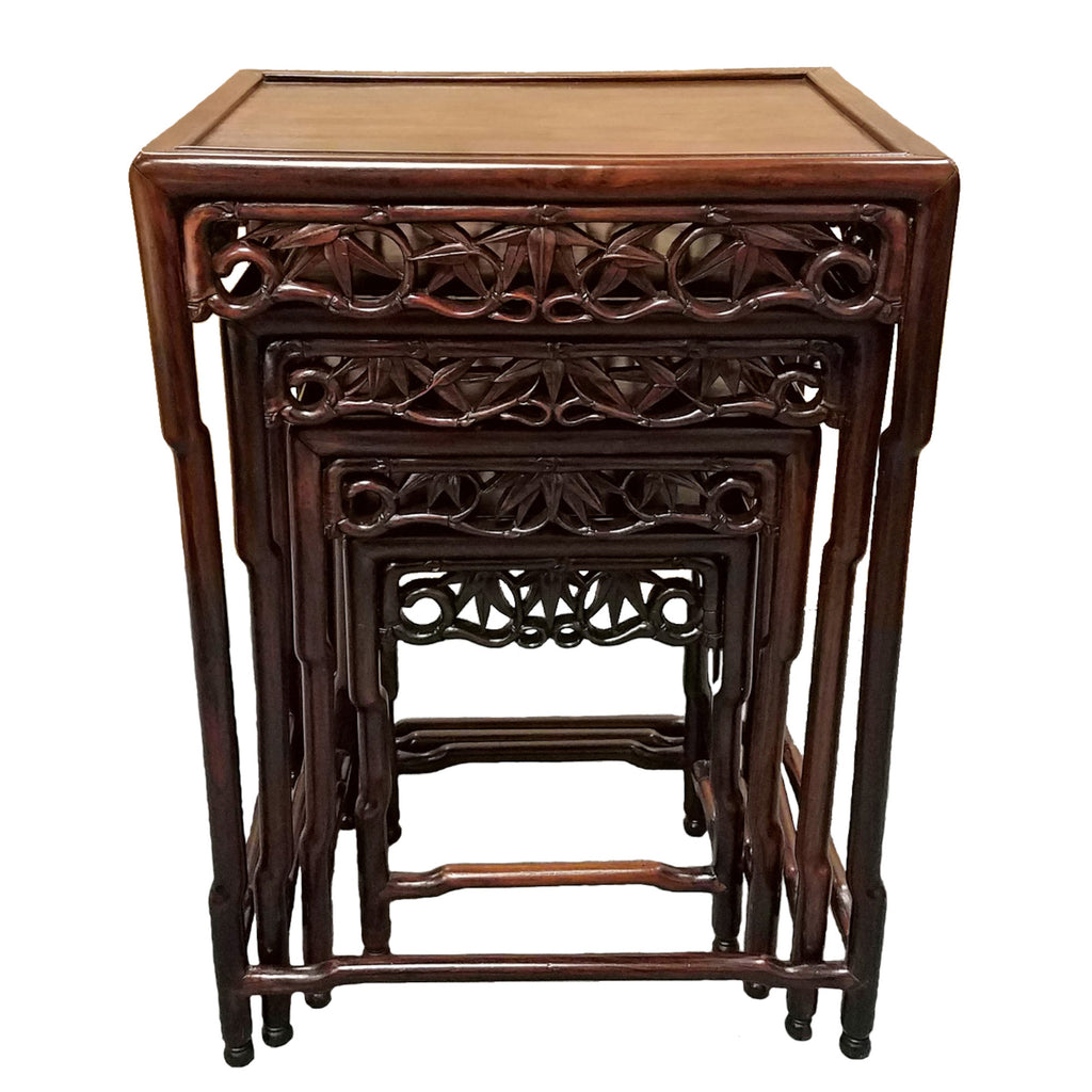 Set of Chinese Carved Hardwood Nesting Tables