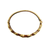 Side profile of a hinged yellow gold bamboo bangle bracelet showing its slim 6.5 mm width