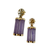Side view of the lavender jade and yellow gold drop earrings showing their length and profile
