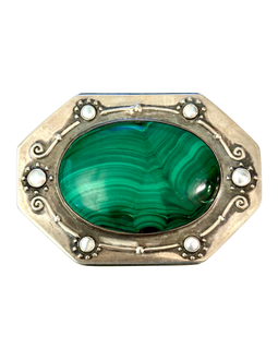 Carl Weishaupt Art Nouveau Silver And Malachite Box Circa 1900