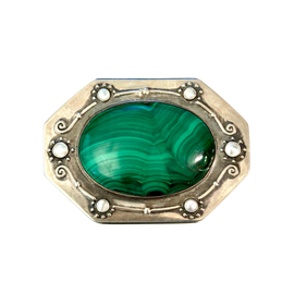 Carl Weishaupt Art Nouveau Silver And Malachite Box Circa 1900