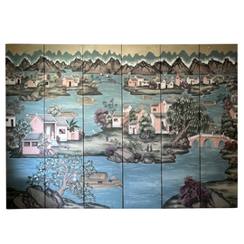 Six Panel Chinoiserie Wallpaper Screen Attributed to Gracie full view