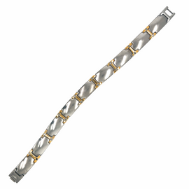 Stainless Steel, 18K Gold & Diamond Link unisex Bracelet