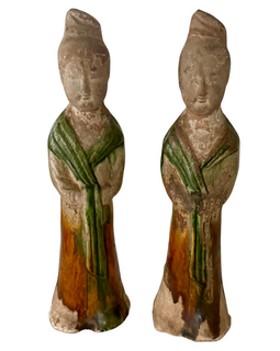 Two Chinese Tang Dynasty Sancai Glazed Figures view of pair