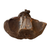 Underside of the antique wooden bust showing the hollowed base and iron hanging hook