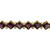 Side angle of Victorian gold bar necklace showing amethyst alignment and pearl spacing.