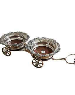 Victorian Plated Silver Wine Trolley Circa 1880 other side view