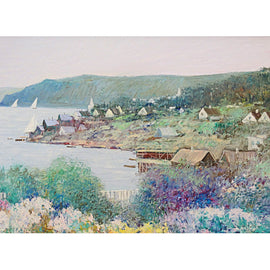 Village By the Sea - Impressionist Coastal Oil Painting