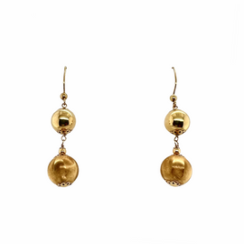 Vintage 14K Gold Articulated Double Ball Drop Pierced Earrings
