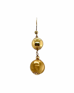Vintage 14K Gold Articulated Double Ball Drop Pierced Earrings
