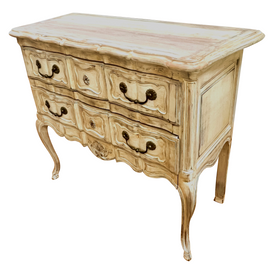Vintage Louis XV Style Painted Chest corner angle view
