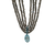 Another closeup view of Vintage 14K Gold Four‑Strand Labradorite Necklace with Blue Topaz Drop