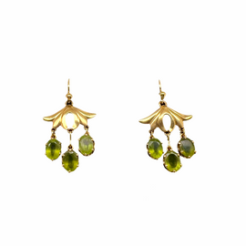 Pair of Vintage 14K Gold Pierced Earrings with Peridot Drops