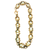 Vintage 14K yellow gold bracelet laid flat, showing creamy-white pearls set in openwork gold links
