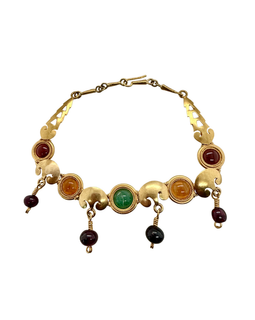 Vintage 22K Gold Multi Gemstone Bracelet with Tourmaline & Garnets