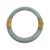 Vintage Chinese jadeite and 14K gold hinged bangle bracelet, mottled light green jade, top view