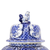 Another closeup view of the lid on a Vintage Delft Pottery Blue and White Covered Urn