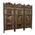 Vintage Indian Carved and Painted 3‑Panel Screen Room Divider