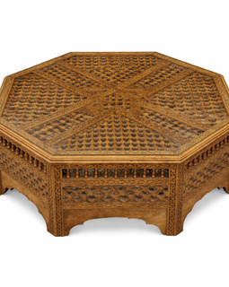 Full view of Vintage Moroccan Octagonal Hardwood Coffee Table