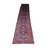 Full length view of Vintage Persian Runner Carpet in blue and red floral pattern