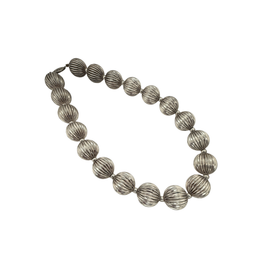 Vintage Sterling Silver Ball Bead Necklace full view