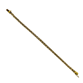 Vintage Tiffany & Co. 14K yellow gold wheat-link bracelet laid out in full on a white background

