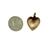 Vintage gold heart pendant shown next to a quarter for scale at approximately 1 inch long