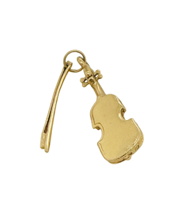 Vintage 14K Gold Violin and Bow Charm or pendant