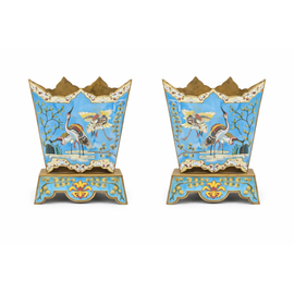 Pair Of Antique Chinese Cloisonne Jardenieres