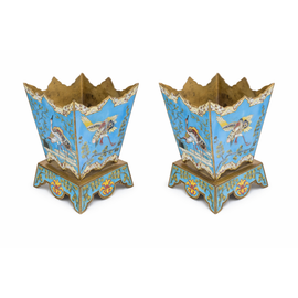 Pair Of Antique Chinese Cloisonne Jardenieres