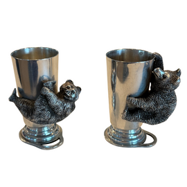 antique russian silver bear vodka cups