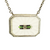 Art Deco white gold pendant necklace with carved rock crystal, central diamond, and green and black enamel accents.
