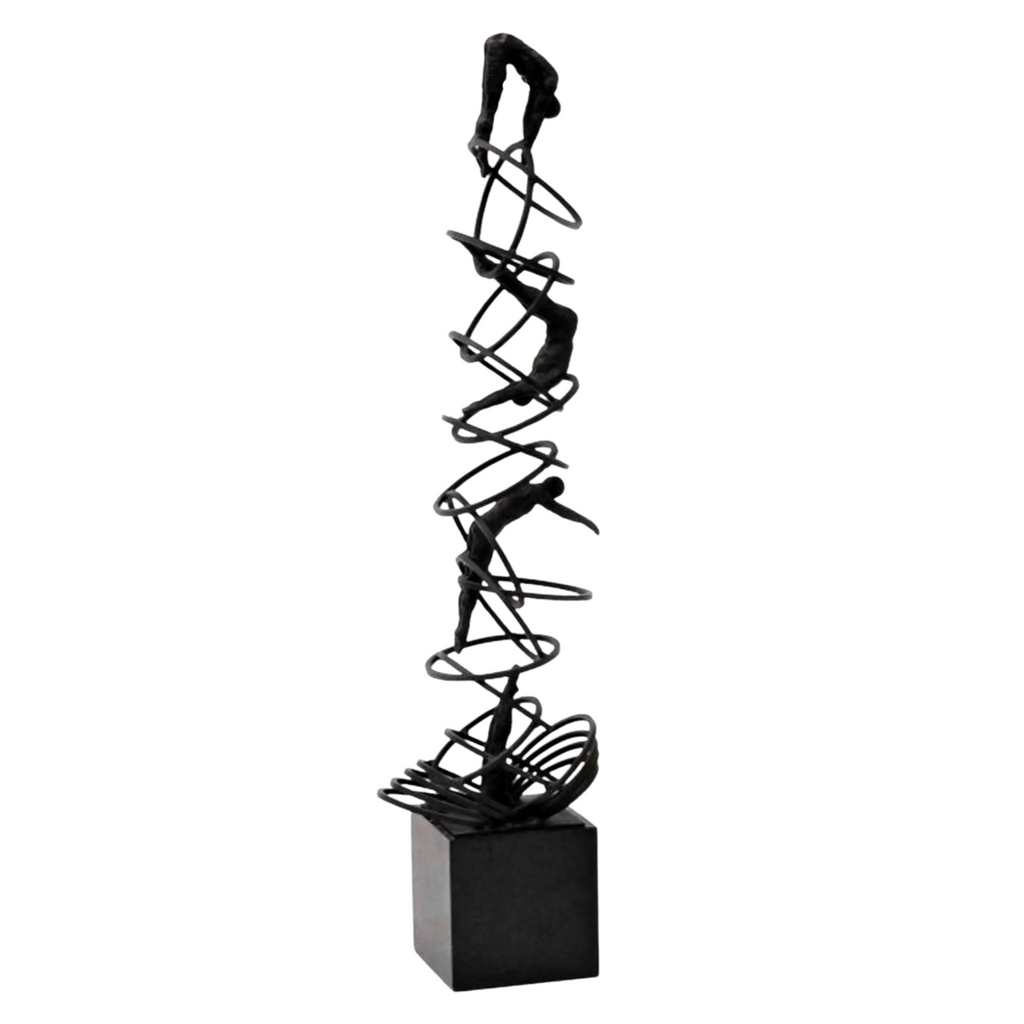 Bronze 20th Century Modernist Kinetic Sculpture – Acrobats on Helical Form