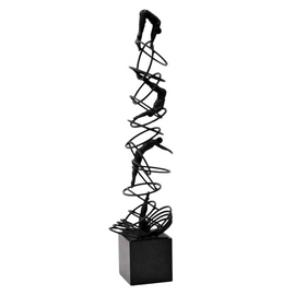 Bronze 20th Century Modernist Kinetic Sculpture – Acrobats on Helical Form