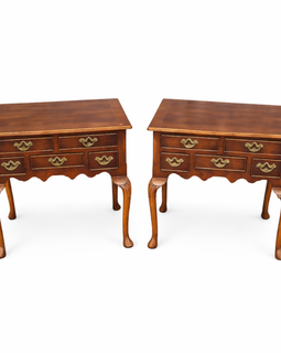 Pair Of Antique Georgian Style English Walnut Lowboys