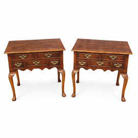 Pair Of Antique Georgian Style English Walnut Lowboys