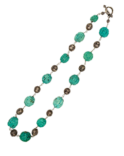 chinese export sterling silver turquoise necklace