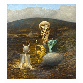 late 20th century Czech surrealist landscape with organic forms