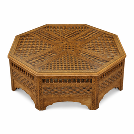 Vintage Moroccan Octogonal Hardwood Coffee Table