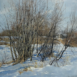 American impressionist winter landscape painting by Jaqui Blatchford, oil on canvas