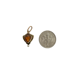Art Nouveau 14K Gold Citrine & Seed Pearl Charm or Small Pendant